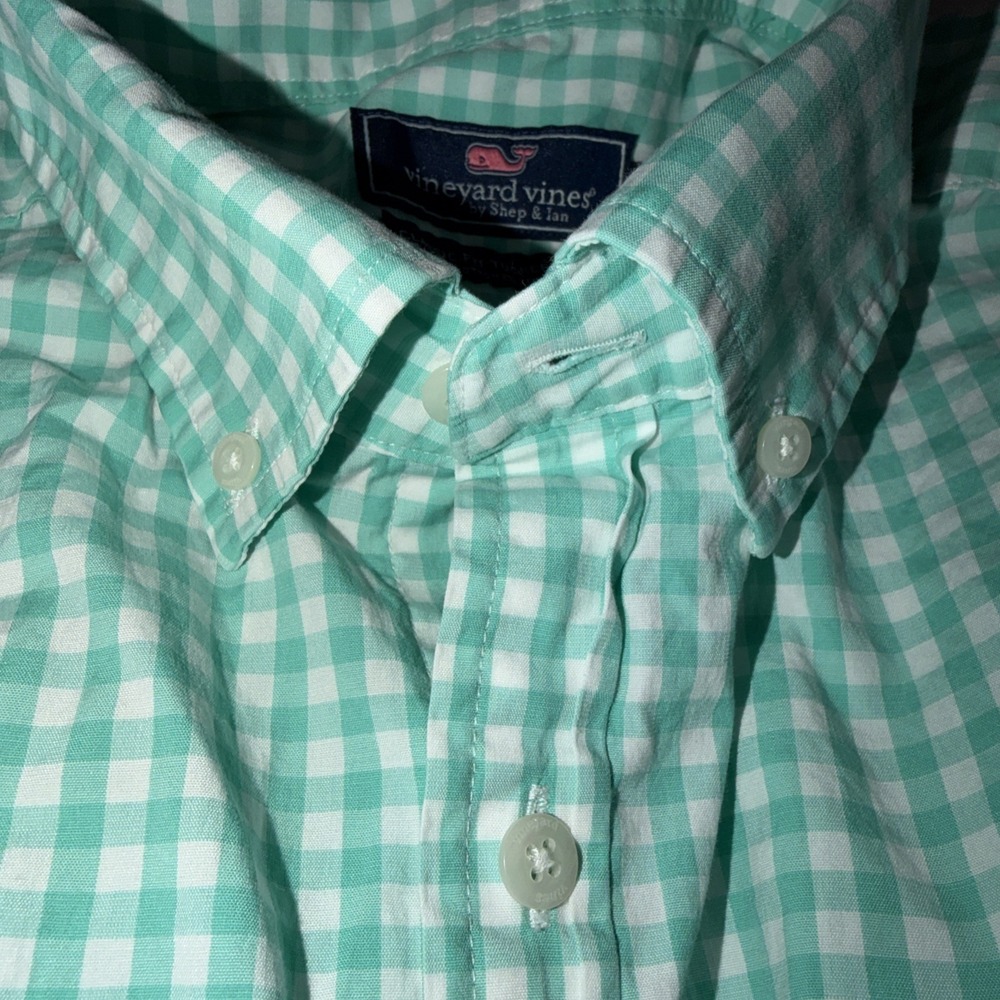 Vineyard Vines Tucker Shirt‎ Men XL Summer Green Check Button Up Cotton Preppy - Picture 6 of 9